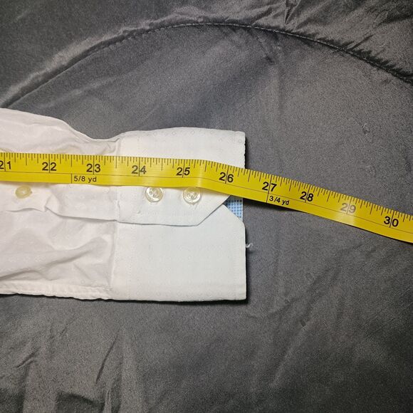 Robert Graham Textured Jacquard Pattern Shirt Medium White Embroidered Flip Cuff - Picture 11 of 16